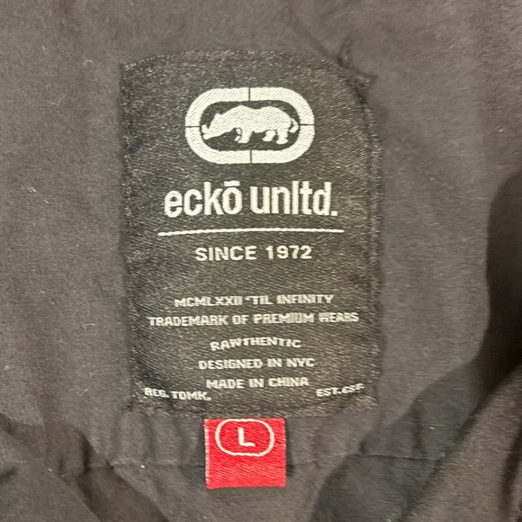 Ecko Black Short Sleeve Button Up Shirt, Military Style Size L - Picture 4 of 9